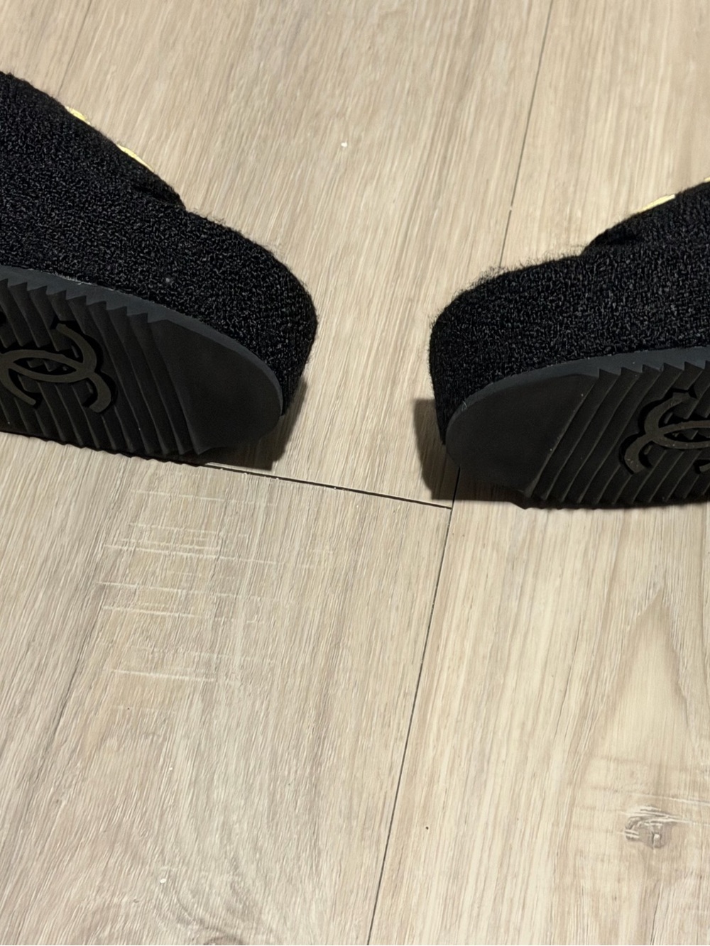 Black Textured Platform Slip-On Slides